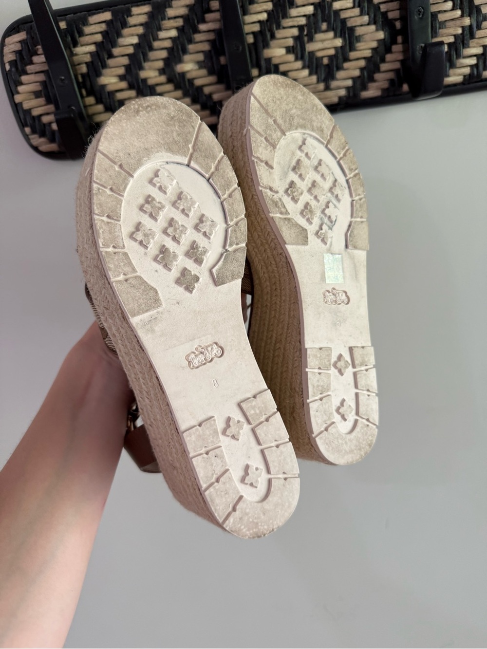 Coach Kimberly Espadrille Wedge Heels - Brown Jacquard - Size 8 - Picture 11 of 12